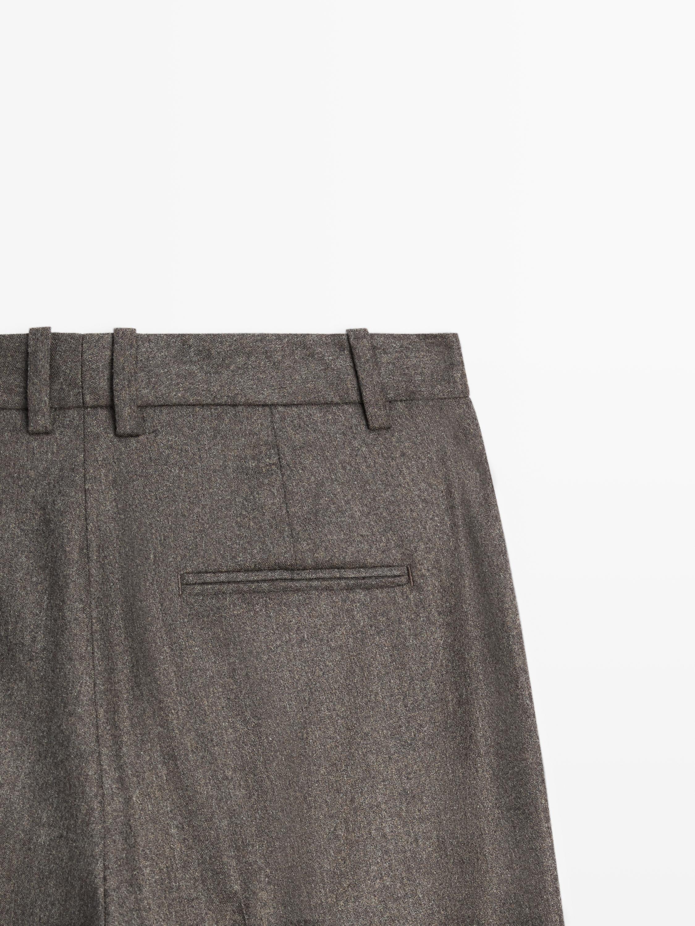 100% wool melange suit trousers